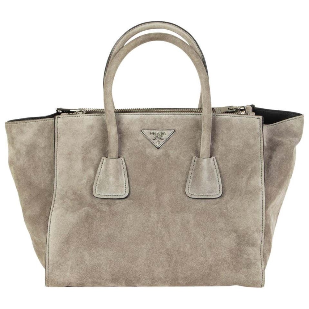 Suede grey prada bag. Super chick special bag, no longer available in stores.